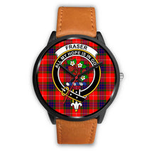 Load image into Gallery viewer, Fraser of Lovat Clans ,Pink Leather watch, leather steel watch, tartan watch, tartan watches, clan watch, scotland watch, merry christmas, cyber Monday, halloween, black Friday