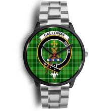 Load image into Gallery viewer, Galloway District Clans ,Black Metal Link watch, leather steel watch, tartan watch, tartan watches, clan watch, scotland watch, merry christmas, cyber Monday, halloween, black Friday