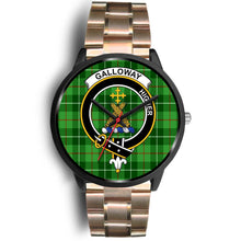 Load image into Gallery viewer, Galloway District Clans ,Black Leather watch, leather steel watch, tartan watch, tartan watches, clan watch, scotland watch, merry christmas, cyber Monday, halloween, black Friday