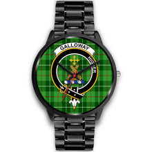 Load image into Gallery viewer, Galloway District Clans ,Black Metal Link watch, leather steel watch, tartan watch, tartan watches, clan watch, scotland watch, merry christmas, cyber Monday, halloween, black Friday