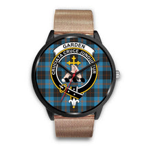 Load image into Gallery viewer, Garden Clans ,Brown Leather watch, leather steel watch, tartan watch, tartan watches, clan watch, scotland watch, merry christmas, cyber Monday, halloween, black Friday