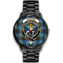 Load image into Gallery viewer, Garden Clans ,Black Metal Link watch, leather steel watch, tartan watch, tartan watches, clan watch, scotland watch, merry christmas, cyber Monday, halloween, black Friday