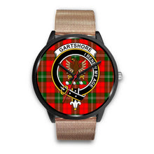 Load image into Gallery viewer, Gartshore Clans ,Black Metal Link watch, leather steel watch, tartan watch, tartan watches, clan watch, scotland watch, merry christmas, cyber Monday, halloween, black Friday