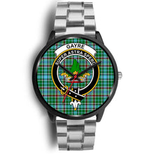 Load image into Gallery viewer, Gayre Clans ,Black Metal Link watch, leather steel watch, tartan watch, tartan watches, clan watch, scotland watch, merry christmas, cyber Monday, halloween, black Friday