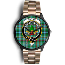 Load image into Gallery viewer, Gayre Clans ,Black Leather watch, leather steel watch, tartan watch, tartan watches, clan watch, scotland watch, merry christmas, cyber Monday, halloween, black Friday