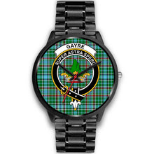 Load image into Gallery viewer, Gayre Clans ,Black Metal Link watch, leather steel watch, tartan watch, tartan watches, clan watch, scotland watch, merry christmas, cyber Monday, halloween, black Friday