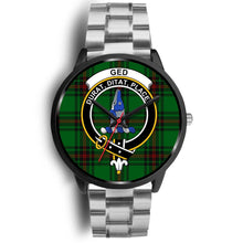 Load image into Gallery viewer, Ged Clans ,Black Metal Link watch, leather steel watch, tartan watch, tartan watches, clan watch, scotland watch, merry christmas, cyber Monday, halloween, black Friday