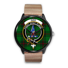 Load image into Gallery viewer, Ged Clans ,Brown Leather watch, leather steel watch, tartan watch, tartan watches, clan watch, scotland watch, merry christmas, cyber Monday, halloween, black Friday