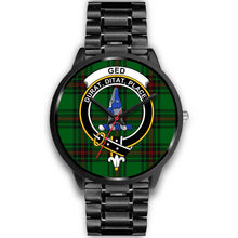 Load image into Gallery viewer, Ged Clans ,Black Metal Link watch, leather steel watch, tartan watch, tartan watches, clan watch, scotland watch, merry christmas, cyber Monday, halloween, black Friday