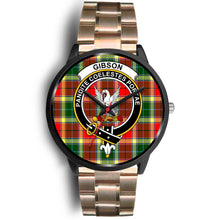 Load image into Gallery viewer, Gibbs Clans ,Black Leather watch, leather steel watch, tartan watch, tartan watches, clan watch, scotland watch, merry christmas, cyber Monday, halloween, black Friday