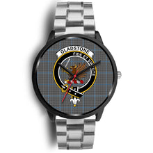 Load image into Gallery viewer, Gladstone Clans ,Black Metal Link watch, leather steel watch, tartan watch, tartan watches, clan watch, scotland watch, merry christmas, cyber Monday, halloween, black Friday