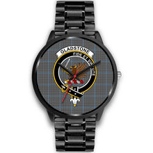 Load image into Gallery viewer, Gladstone Clans ,Black Metal Link watch, leather steel watch, tartan watch, tartan watches, clan watch, scotland watch, merry christmas, cyber Monday, halloween, black Friday