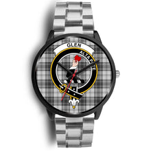 Load image into Gallery viewer, Glen Clans ,Black Metal Link watch, leather steel watch, tartan watch, tartan watches, clan watch, scotland watch, merry christmas, cyber Monday, halloween, black Friday
