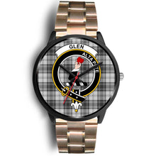Load image into Gallery viewer, Glen Clans ,Black Leather watch, leather steel watch, tartan watch, tartan watches, clan watch, scotland watch, merry christmas, cyber Monday, halloween, black Friday