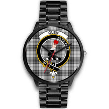 Load image into Gallery viewer, Glen Clans ,Black Metal Link watch, leather steel watch, tartan watch, tartan watches, clan watch, scotland watch, merry christmas, cyber Monday, halloween, black Friday