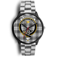 Load image into Gallery viewer, Glendinning Clans ,Black Metal Link watch, leather steel watch, tartan watch, tartan watches, clan watch, scotland watch, merry christmas, cyber Monday, halloween, black Friday