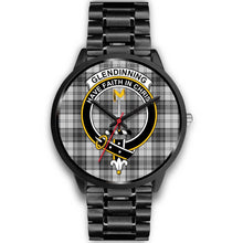 Load image into Gallery viewer, Glendinning Clans ,Black Metal Link watch, leather steel watch, tartan watch, tartan watches, clan watch, scotland watch, merry christmas, cyber Monday, halloween, black Friday