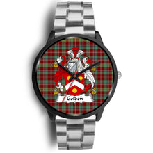 Load image into Gallery viewer, Golden Clans ,Black Metal Link watch, leather steel watch, tartan watch, tartan watches, clan watch, scotland watch, merry christmas, cyber Monday, halloween, black Friday