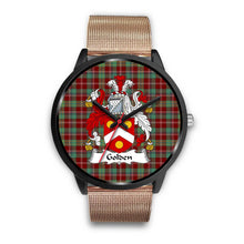 Load image into Gallery viewer, Golden Clans ,Brown Leather watch, leather steel watch, tartan watch, tartan watches, clan watch, scotland watch, merry christmas, cyber Monday, halloween, black Friday