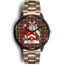 Load image into Gallery viewer, Golden Clans ,Black Leather watch, leather steel watch, tartan watch, tartan watches, clan watch, scotland watch, merry christmas, cyber Monday, halloween, black Friday