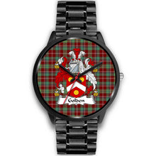 Load image into Gallery viewer, Golden Clans ,Black Metal Link watch, leather steel watch, tartan watch, tartan watches, clan watch, scotland watch, merry christmas, cyber Monday, halloween, black Friday