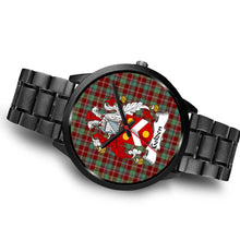 Load image into Gallery viewer, Golden Clans ,Brown Leather watch, leather steel watch, tartan watch, tartan watches, clan watch, scotland watch, merry christmas, cyber Monday, halloween, black Friday
