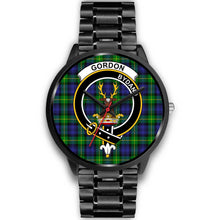 Load image into Gallery viewer, Gordon Modern Clans ,Black Metal Link watch, leather steel watch, tartan watch, tartan watches, clan watch, scotland watch, merry christmas, cyber Monday, halloween, black Friday