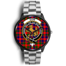 Load image into Gallery viewer, Gow of McGouan Clans ,Rose Gold Metal Link watch, leather steel watch, tartan watch, tartan watches, clan watch, scotland watch, merry christmas, cyber Monday, halloween, black Friday