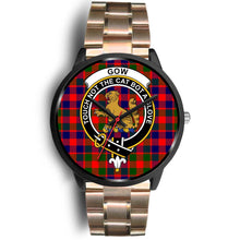 Load image into Gallery viewer, Gow of McGouan Clans ,Brown Leather watch, leather steel watch, tartan watch, tartan watches, clan watch, scotland watch, merry christmas, cyber Monday, halloween, black Friday