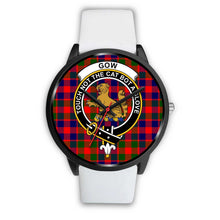 Load image into Gallery viewer, Gow of McGouan Clans ,Black Metal Mesh watch, leather steel watch, tartan watch, tartan watches, clan watch, scotland watch, merry christmas, cyber Monday, halloween, black Friday