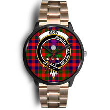 Load image into Gallery viewer, Gow of Skeoch Clans ,Rose Gold Metal Link watch, leather steel watch, tartan watch, tartan watches, clan watch, scotland watch, merry christmas, cyber Monday, halloween, black Friday