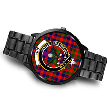 Load image into Gallery viewer, Gow of Skeoch Clans ,Black Metal Link watch, leather steel watch, tartan watch, tartan watches, clan watch, scotland watch, merry christmas, cyber Monday, halloween, black Friday