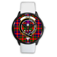 Load image into Gallery viewer, Gow of Skeoch Clans ,Pink Leather watch, leather steel watch, tartan watch, tartan watches, clan watch, scotland watch, merry christmas, cyber Monday, halloween, black Friday