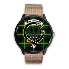 Load image into Gallery viewer, MacArthur Modern Clans ,Brown Leather watch, leather steel watch, tartan watch, tartan watches, clan watch, scotland watch, merry christmas, cyber Monday, halloween, black Friday