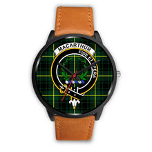 Load image into Gallery viewer, MacArthur Modern Clans ,Pink Leather watch, leather steel watch, tartan watch, tartan watches, clan watch, scotland watch, merry christmas, cyber Monday, halloween, black Friday