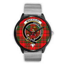 Load image into Gallery viewer, MacAulay Modern Clans ,Rose Gold Metal Link watch, leather steel watch, tartan watch, tartan watches, clan watch, scotland watch, merry christmas, cyber Monday, halloween, black Friday
