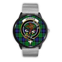Load image into Gallery viewer, Graham of Menteith Modern Clans ,Rose Gold Metal Link watch, leather steel watch, tartan watch, tartan watches, clan watch, scotland watch, merry christmas, cyber Monday, halloween, black Friday