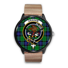 Load image into Gallery viewer, Graham of Menteith Modern Clans ,Brown Leather watch, leather steel watch, tartan watch, tartan watches, clan watch, scotland watch, merry christmas, cyber Monday, halloween, black Friday