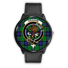 Load image into Gallery viewer, Graham of Menteith Modern Clans ,Black Metal Mesh watch, leather steel watch, tartan watch, tartan watches, clan watch, scotland watch, merry christmas, cyber Monday, halloween, black Friday