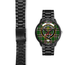 Load image into Gallery viewer, Gray Hunting Clans ,Black Leather watch, leather steel watch, tartan watch, tartan watches, clan watch, scotland watch, merry christmas, cyber Monday, halloween, black Friday