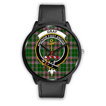 Load image into Gallery viewer, Gray Hunting Clans ,Black Metal Mesh watch, leather steel watch, tartan watch, tartan watches, clan watch, scotland watch, merry christmas, cyber Monday, halloween, black Friday