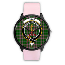Load image into Gallery viewer, Gray Hunting Clans ,Silver Metal Link watch, leather steel watch, tartan watch, tartan watches, clan watch, scotland watch, merry christmas, cyber Monday, halloween, black Friday