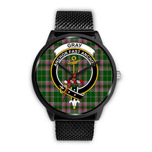 Load image into Gallery viewer, Gray Hunting Clans ,Rose Gold Metal Mesh watch, leather steel watch, tartan watch, tartan watches, clan watch, scotland watch, merry christmas, cyber Monday, halloween, black Friday