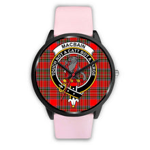Load image into Gallery viewer, Macbain Clans ,Silver Metal Link watch, leather steel watch, tartan watch, tartan watches, clan watch, scotland watch, merry christmas, cyber Monday, halloween, black Friday