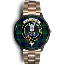 Load image into Gallery viewer, MacCallum Modern Clans ,Black Leather watch, leather steel watch, tartan watch, tartan watches, clan watch, scotland watch, merry christmas, cyber Monday, halloween, black Friday