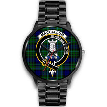 Load image into Gallery viewer, MacCallum Modern Clans ,Black Metal Link watch, leather steel watch, tartan watch, tartan watches, clan watch, scotland watch, merry christmas, cyber Monday, halloween, black Friday