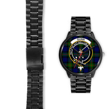 Load image into Gallery viewer, Gunn Modern Clans ,Black Leather watch, leather steel watch, tartan watch, tartan watches, clan watch, scotland watch, merry christmas, cyber Monday, halloween, black Friday