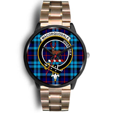 Load image into Gallery viewer, MacCorquodale Clans ,Black Leather watch, leather steel watch, tartan watch, tartan watches, clan watch, scotland watch, merry christmas, cyber Monday, halloween, black Friday
