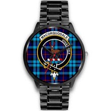 Load image into Gallery viewer, MacCorquodale Clans ,Black Metal Link watch, leather steel watch, tartan watch, tartan watches, clan watch, scotland watch, merry christmas, cyber Monday, halloween, black Friday