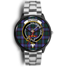Load image into Gallery viewer, Guthrie Modern Clans ,Black Metal Link watch, leather steel watch, tartan watch, tartan watches, clan watch, scotland watch, merry christmas, cyber Monday, halloween, black Friday